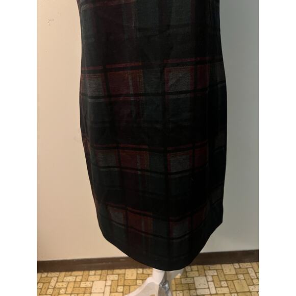 Calvin Klein Green Red Sheath Dress Short Sleeve Holiday Professional Size 4 - Picture 3 of 7